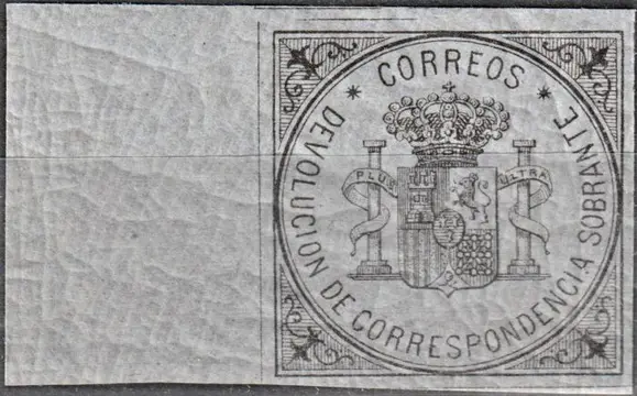 Spanje 1875 - 1875 - Coat of arms of Spain without face value, black over blue. Wide sheet margin - Edifil 172