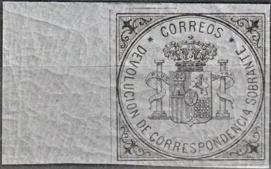 Spanje 1875 - 1875 - Coat of arms of Spain without face value, black over blue. Wide sheet margin - Edifil 172