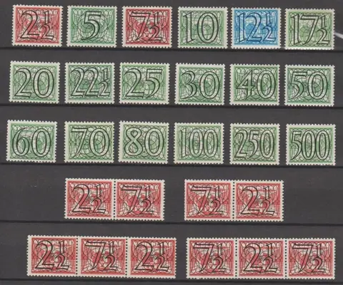 Nederland 1940 - Cijfer type ´Guilloche´ - NVPH 356/373 + 356a/d