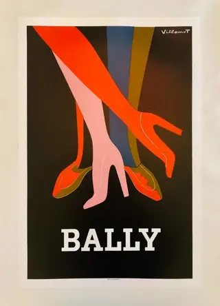 Bernard Villemot - Bally Shoes - (linen backed on canvas) -
