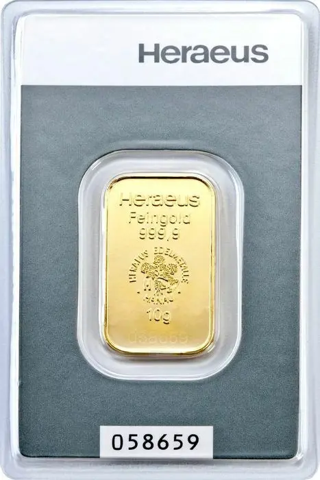 10 gram - Goud .999 - Heraeus - Verzegeld en met certificaat