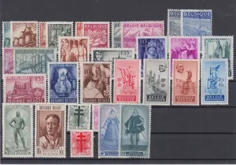 België 1946/1948 - volledige jaren 1946/1948 zonder min 10% en BL 26 - OBP 725/747 , 748/760 , 761791