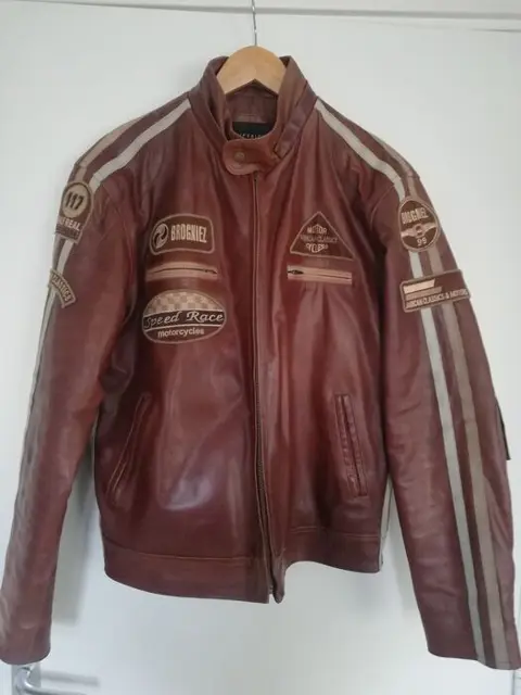 Kleding - Brogniez superior New York leder motor jas cafe