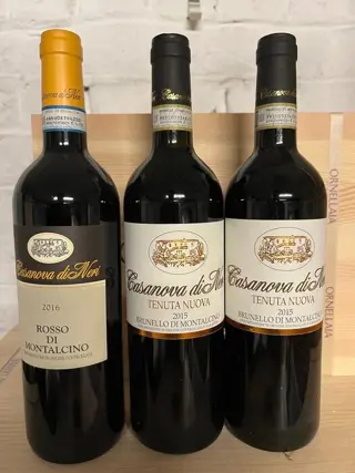 2015 x2 Tenuta Nuova Brunello di Montalcino & 2016 Rosso Montalcino, Casanova di Neri - Toscane - 3 Flessen (0.75 liter)