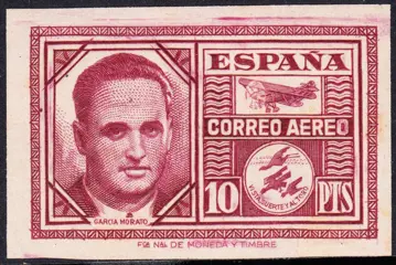 Spanje 1945 - 10 Pts Joaquín García Maroto, imperforated. Soro certificate - EDIFIL 992s