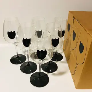 Dom Perignon 6 Glasses by Riedel ~ Black stem and shield