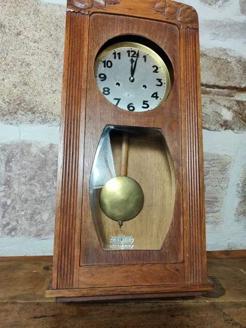 Wandklok (voor reparatie) - Hout, Messing, Staal - Midden 20e eeuw