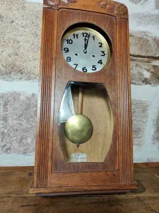 Wandklok (voor reparatie) - Hout, Messing, Staal - Midden 20e eeuw