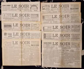 Tintin - Ensemble de 10 journaux le soir - Tintin - Le trésor de Rackham le rouge - (1943)