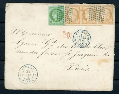Frankrijk 1874 - Letter from Reunion to Paris