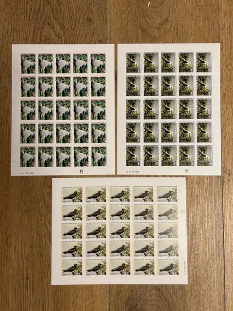 Frans-Polynesië 1996 - non dentelés - oiseaux - en feuilles - neufs** - Maury n°510 à 512 x 25 exemplaires