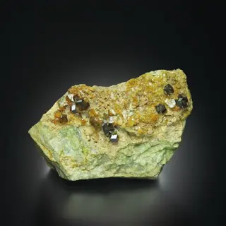 Schitterend Olijfgroen ANDRADITE var. DEMANTOID op Matrix