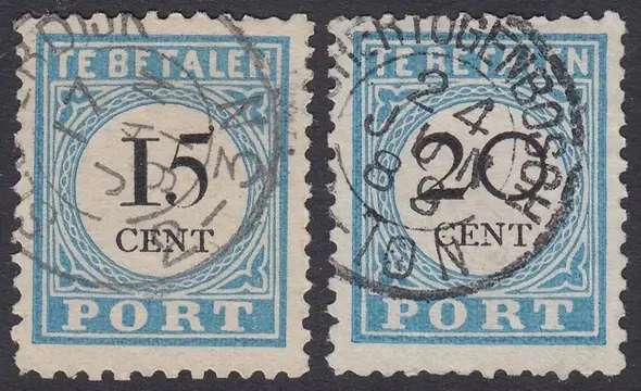 Nederland 1881 - Portzegels, in tanding 11½ : 12 en type IV - NVPH P9C + P10C