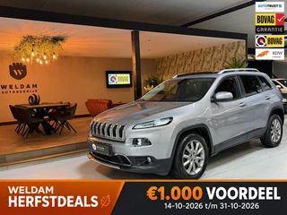 Jeep Cherokee 2.0 Limited 140PK Garantie |Pano|Trekhaak|Keyless|Camera|Cruise|Clima|Leder|Memory|LED
