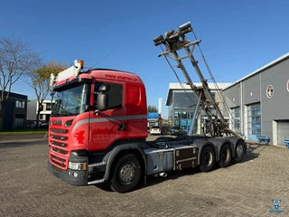 Scania R520 V8 / 8X4 / RETARDER / SAWO 28 TON CABLE SYSTEM / LIFT+LENKACHSE / NAVI / FRIDGE / FULL-A