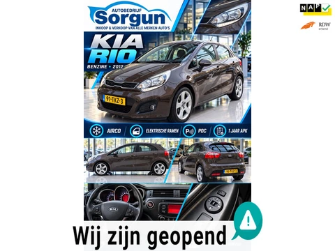 Kia Rio 1.2 CVVT Super Pack-airco-1 jaar apk-elek ramen-pdc sensoren