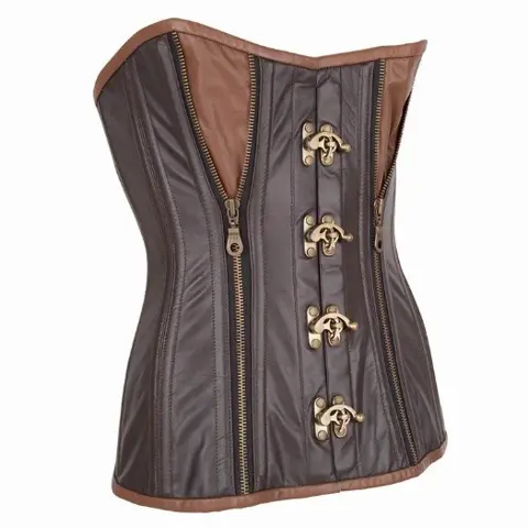 Leren steampunk korset model 24 maat small t/m 6xl