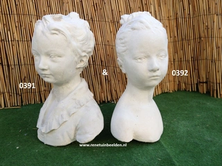 Borstbeeld jongen en meisje. Nr 0391 & 0392.
