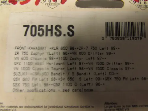 REMBLOKKEN VOOR Kawasaki KLR 650 1987 - 2007