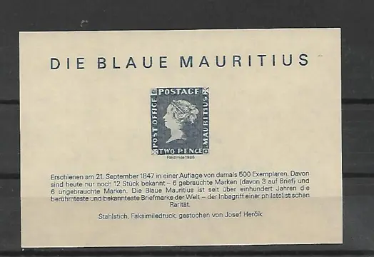 Mauritius Schwarzdruck Postfris