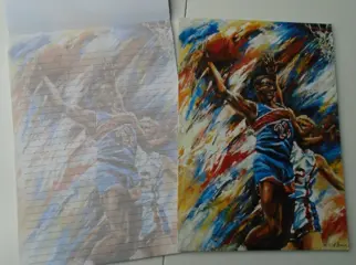 SCHRIJFBLOK BASKETBAL A4 GELIJND PAPIER MET DECOR.