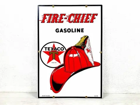 Bord - Emaille -1990-Texaco - "Fire Chief " TEXACO"