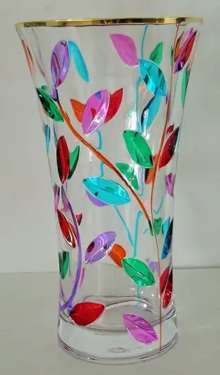 Rubelli Vetri D'Arte - Handgedecoreerde vaas met puur