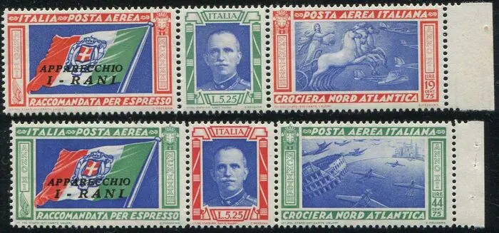 Italië 1933 - Trittici Crociera Nord Atlantica serie con sigla I-RANI. Rari con filigrana lettere - Sassone A51/52