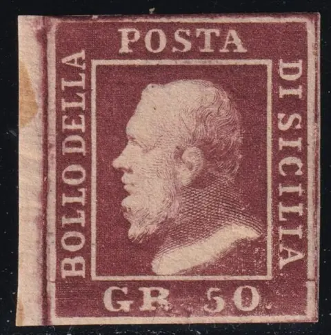 Italiaanse oude staten - Sicilië 1859 - 50 gr. lacca bruno pos.51 Bdf nuovo con piena gomma raro lusso - Sassone n.14