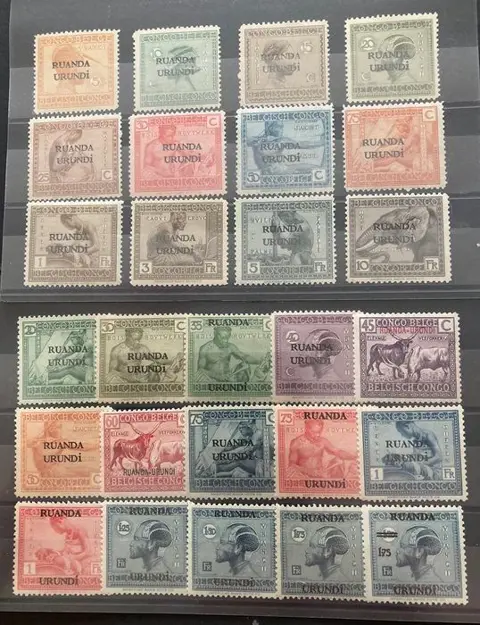 Ruanda-Urundi 1924/1925 - 2 reeksen 'Vloors' Belgisch Congo met opdruk RUANDA URUNDI - OBP/COB 50/61 + 62/76