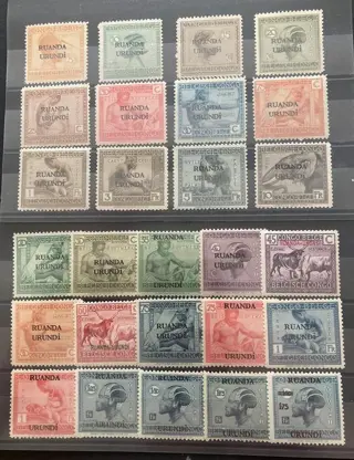 Ruanda-Urundi 1924/1925 - 2 reeksen 'Vloors' Belgisch Congo met opdruk RUANDA URUNDI - OBP/COB 50/61 + 62/76