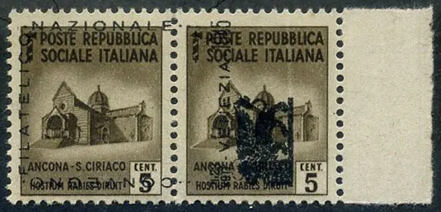 Italië 1945 - Venice Philatelic Conference. Rare black proof on destroyed monuments. With certificate.
