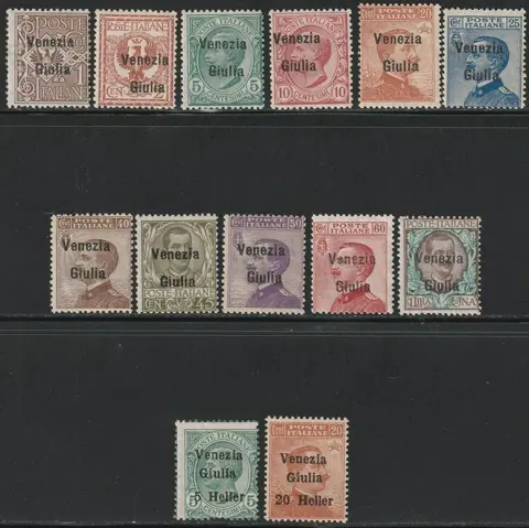 Italië - Julian Venetië 1918/19 - Soprastampati 2 Serie Complete integre rara lusso - Sassone S.2/3