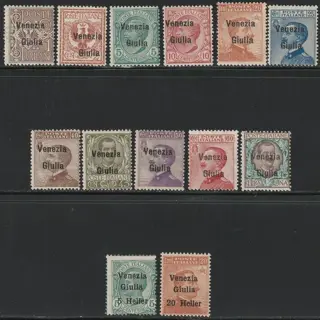 Italië - Julian Venetië 1918/19 - Soprastampati 2 Serie Complete integre rara lusso - Sassone S.2/3