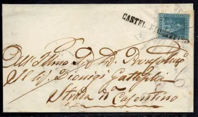 Italiaanse oude staten - Toscane 1851 - 2 crazie light azure on grey, cancelled ‘Castel Fiorentino’ (pt. R1), perfect and extremely fine - Sassone n. 5