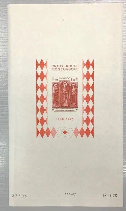 Monaco 1973/1973 - Monaco, block No. 7c, Red Cross, imperforate, large size, VF** and rare Quote: €450