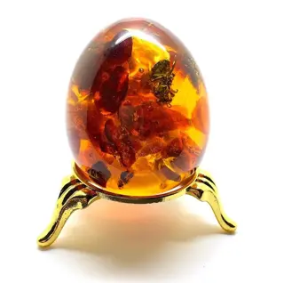 Ei met amber en bij - Succinite - 54×45×45 mm