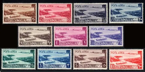 Italiaans Somalië 1950/1951 - Somalia AFIS airmail, views - Sassone s. 43