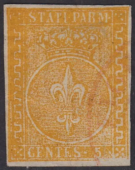 Italiaanse oude staten - Parma 1853 - 2nd issue, 5 c. orange yellow - Sassone N. 6