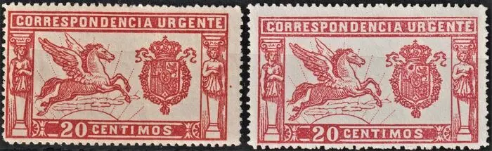 Spanje 1905 - 1905 - Pegasus - 20 c red/20 c pink - Edifil 256a/256c