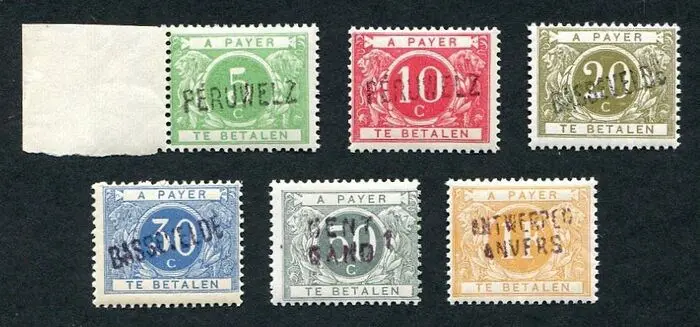 België 1916/1919 - Strafportzegels met met naam van uitreikingskantoor - TX 3A/11A