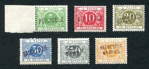 België 1916/1919 - Strafportzegels met met naam van uitreikingskantoor - TX 3A/11A