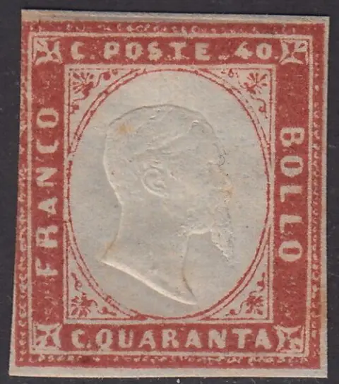 Italiaanse oude staten - Sardinië 1861 - IV emissione c. 40 rosso mattone tiratura 1859 - Sassone N. 16B
