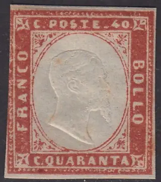 Italiaanse oude staten - Sardinië 1861 - IV emissione c. 40 rosso mattone tiratura 1859 - Sassone N. 16B