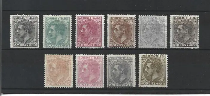 Spanje 1879 - Alfonso XII complete set with gum - Edifil 200/209