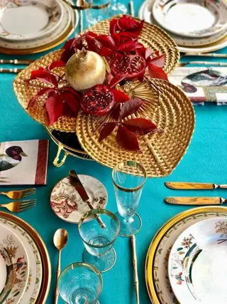 Tafelkleed voor grote tafels, met een elegante turquoise