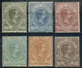 Koninkrijk Italië 1884 - Umberto I, postal parcels, 6 values - Sassone N. 1/6