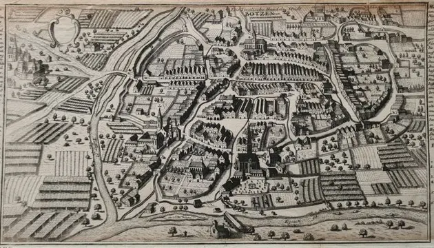 Italië, Trentino Alto Adige, Bolzano; Gabriel Bodenehr - die Tyrolische Handels Stadt Botzen - 1701-1720