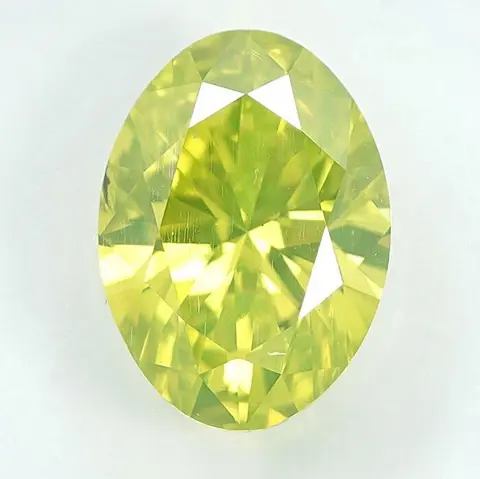 Diamant - 1.05 ct - Ovaal - Fancy Intense Greenish Yellow -