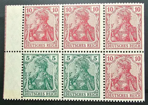 Duitse Rijk 1920/1920 - German Reich 1920 “Germania” (stamp booklet 13) stamp booklet sheet 27&nbsp;aa&nbsp;A 3.1 - Michel MiNr HBL. 27 aa A 3.1